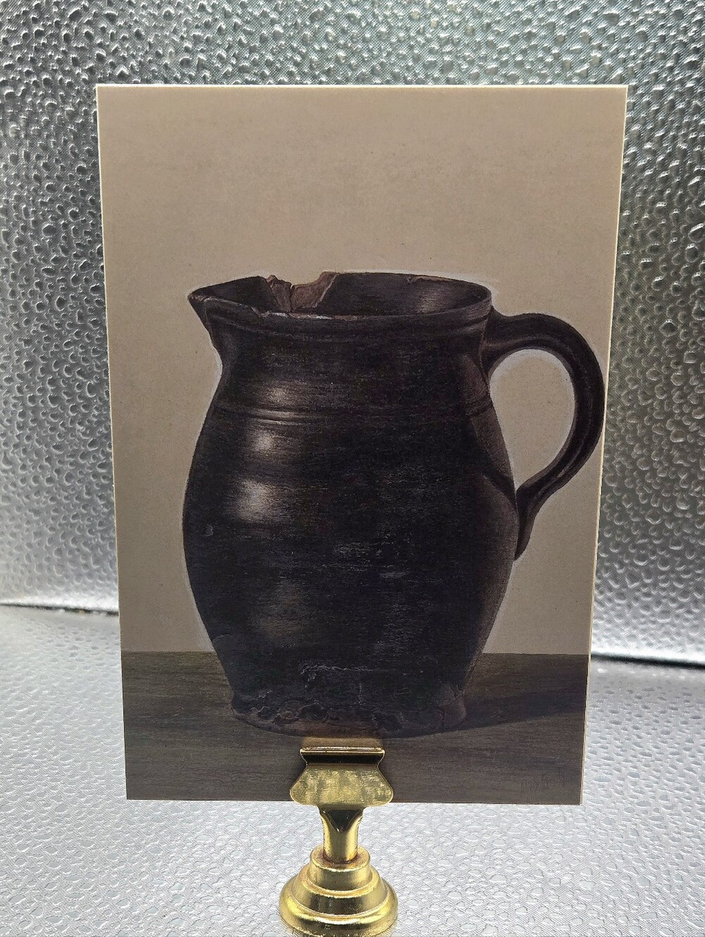 "5/$40" Set Of 2 Reversible 4x6 Photo Cards W/Gold Stand Floral/Pottery Jug